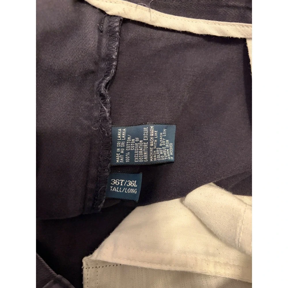 Polo Ralph Lauren Tyler Short Mens 36T Tall Long Navy Blue Pleated Chino Shorts